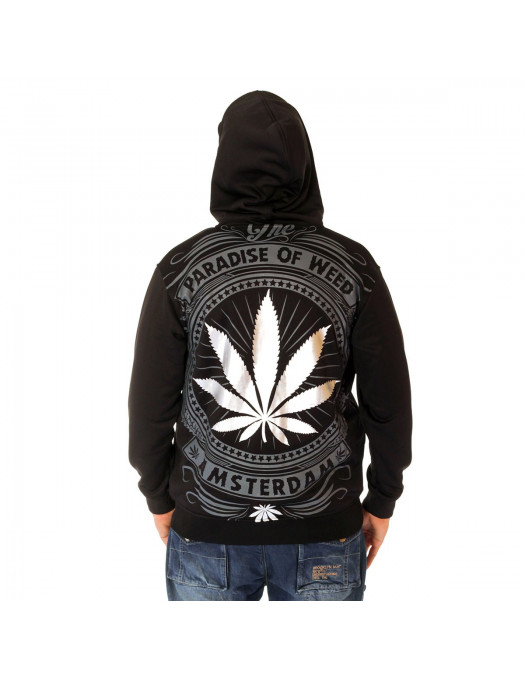 BSAT Silver Weed ZipHoodie Black//Silver/Grey