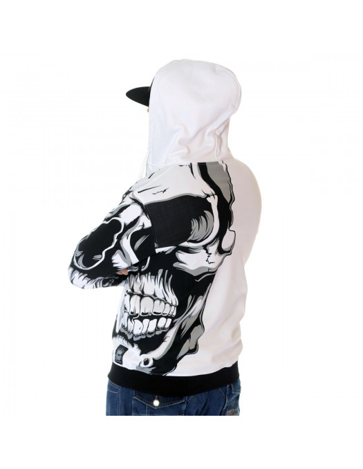 BSAT Crown Skull ZipHoodie White