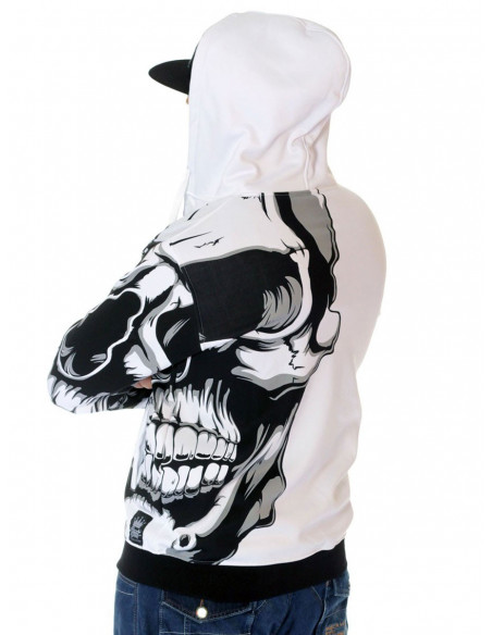 BSAT Crown Skull ZipHoodie White