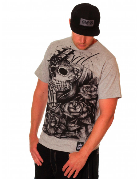 BSAT Praying Skull CF Tee Grey