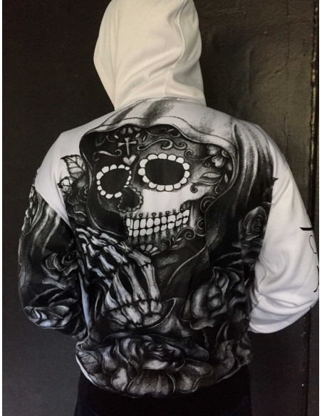 BSAT Praying Skull ZipHoodie WhiteNBlack