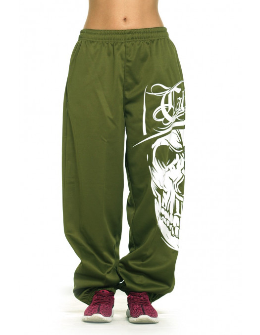 Cali Skull Ladies Sweatpants Olive by BSAT