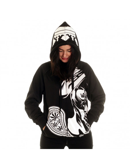 Smokin Skull ZipHoodie BlackNWhite by BSAT