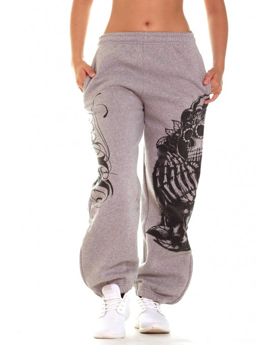 Praying Skull Ladies Sweatpants Grey by BSAT