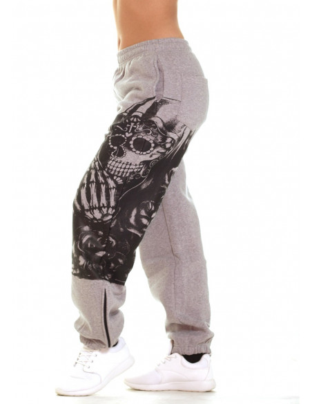 Praying Skull Ladies Sweatpants Grey by BSAT