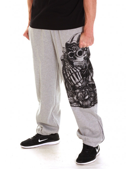 Praying Skull Sweatpants Grey by BSAT