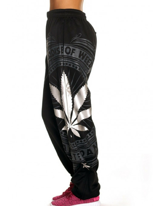 Silver Weed Sweatpants BlackGreyNSilver by BSAT