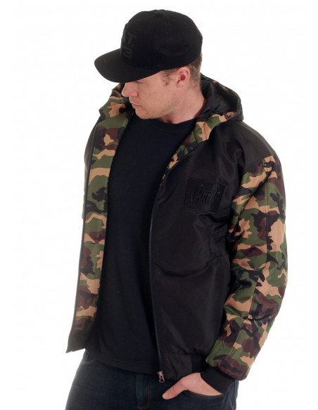 BSAT Winter Jacket BlackNCamo Woodland