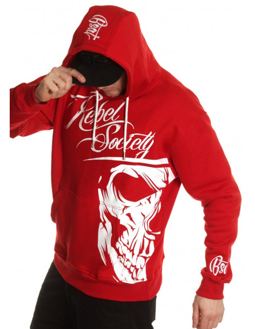 Rebel Society Skull Hoodie Red by BSAT