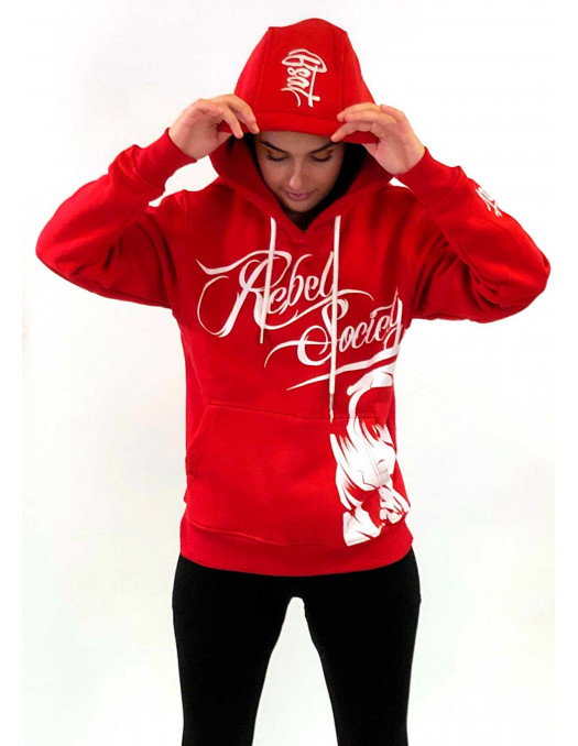 Rebel Society Skull Hoodie Red by BSAT