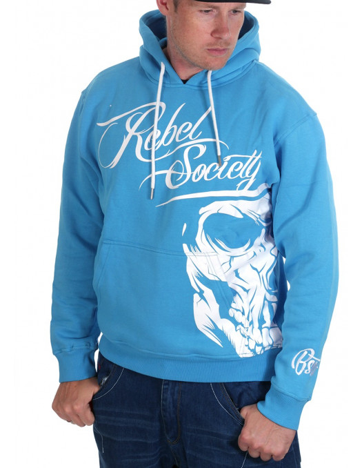 Rebel Society Skull Hoodie SkyBlue