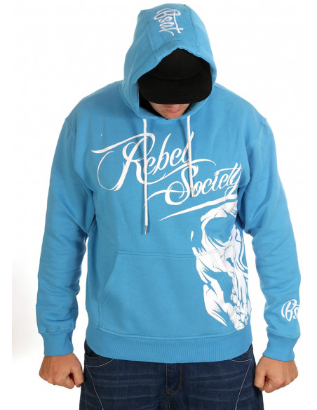 Rebel Society Skull Hoodie SkyBlue