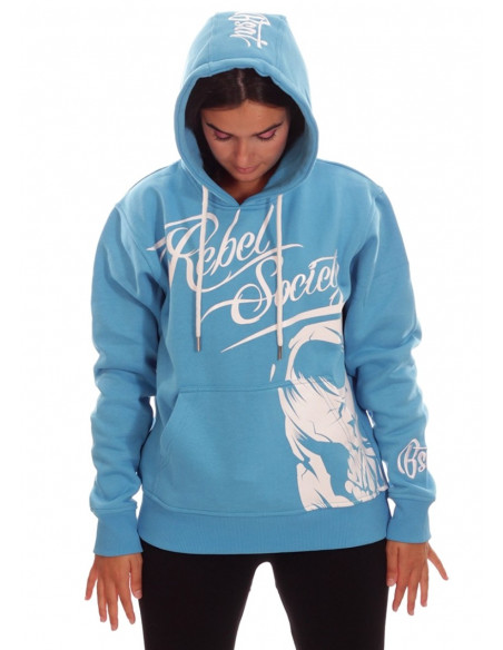 Rebel Society Skull Hoodie SkyBlue