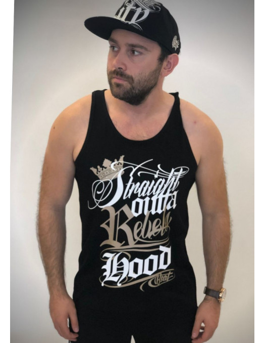 Rebels Hood Tanktop Black/White/Gold by BSAT