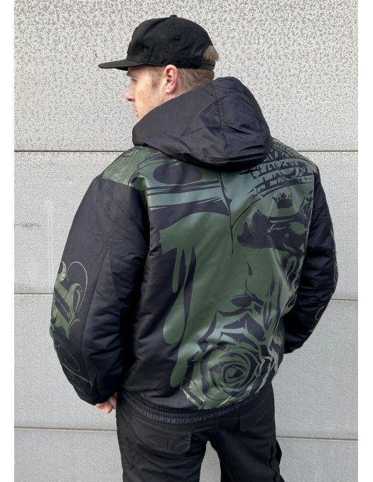 Street Art Winter Jacket BlackNGreen by BSAT