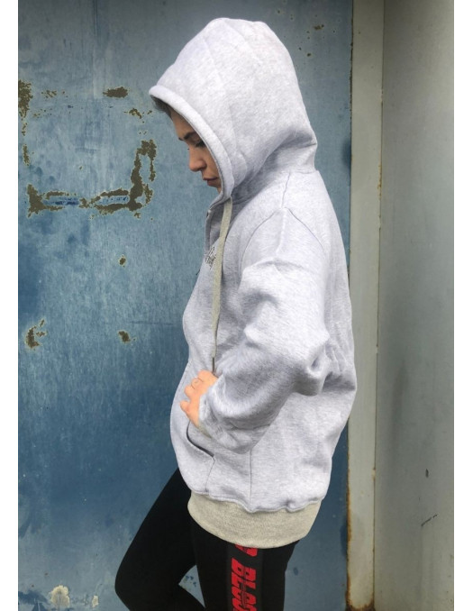 BSAT Womans Plain Zip Hoodie Grey