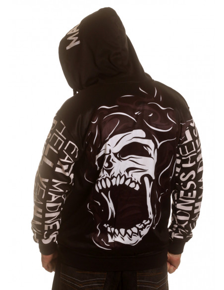 Madness Skull ZipHoodie El Barrio BlackNWhite by BSAT