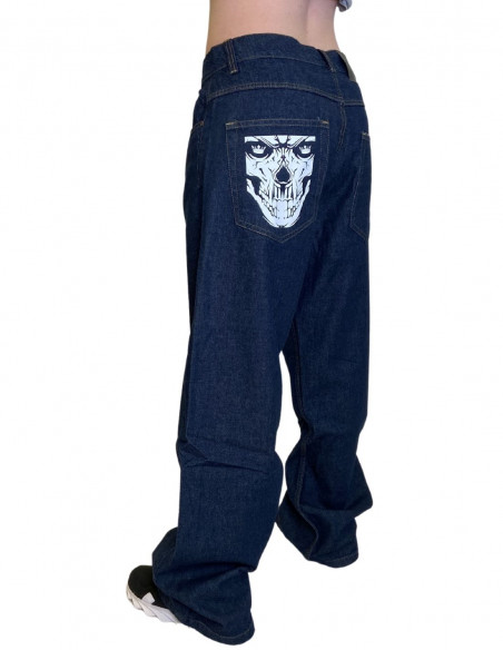 BSAT Skull Baggy Jeans Indigo Blue