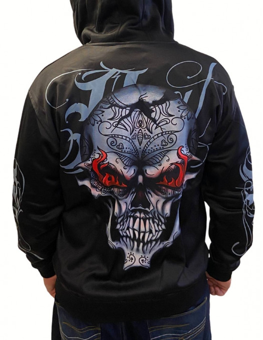 BSAT Art Script Skull On Fire ZipHoodie