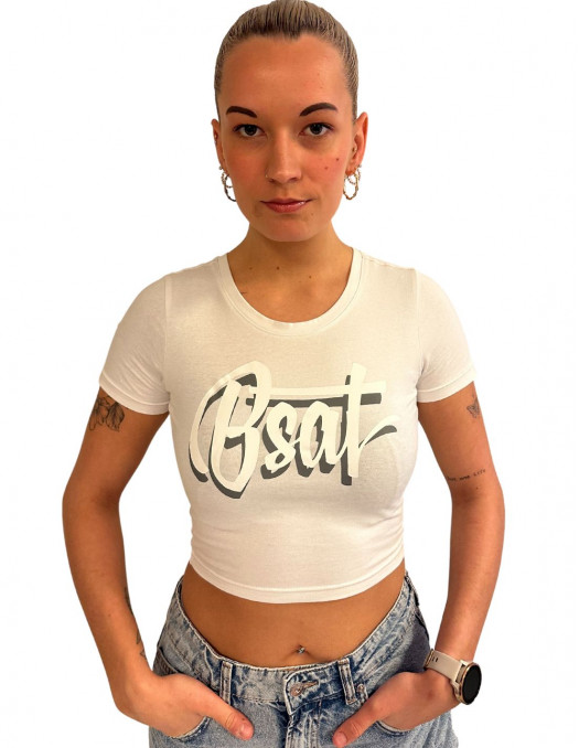 BSAT Logo Crop Top White