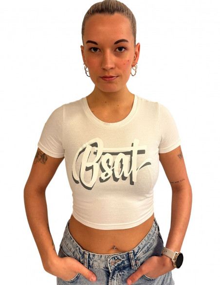 BSAT Logo Crop Top White