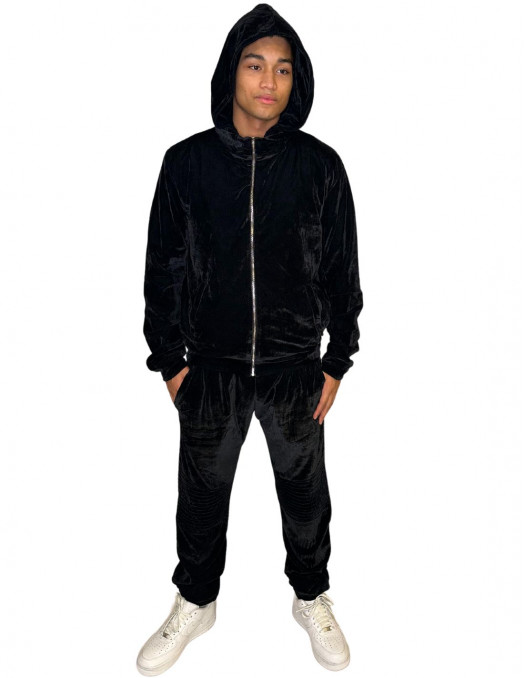 Gangsta Velour Velvet Tracksuit Black by Dirty Money