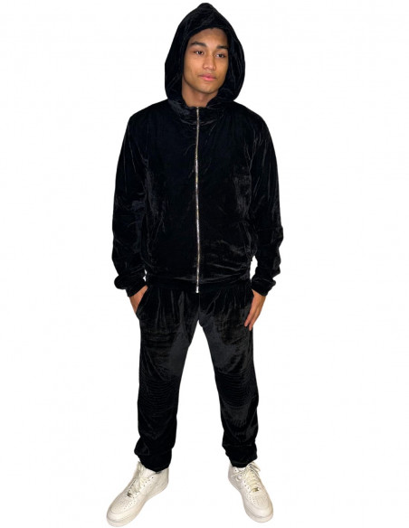 Gangsta Velour Velvet Tracksuit Black by Dirty Money