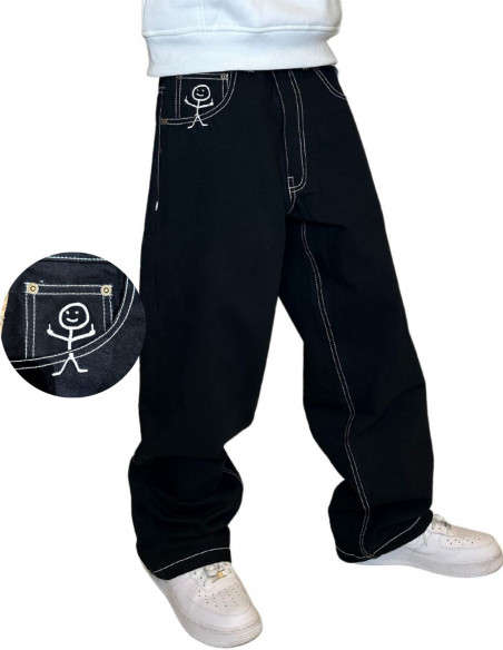 BSAT Stickman The Fingers Jeans Black Baggy