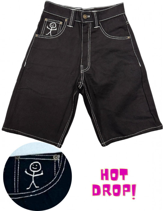 BSAT Stickman Jorts The Fingers Black Denim Shorts *Limited Edition*