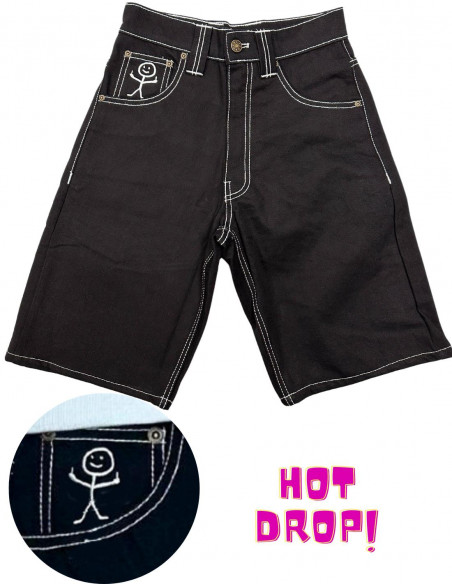 BSAT Stickman Jorts The Fingers Black Denim Shorts *Limited Edition*