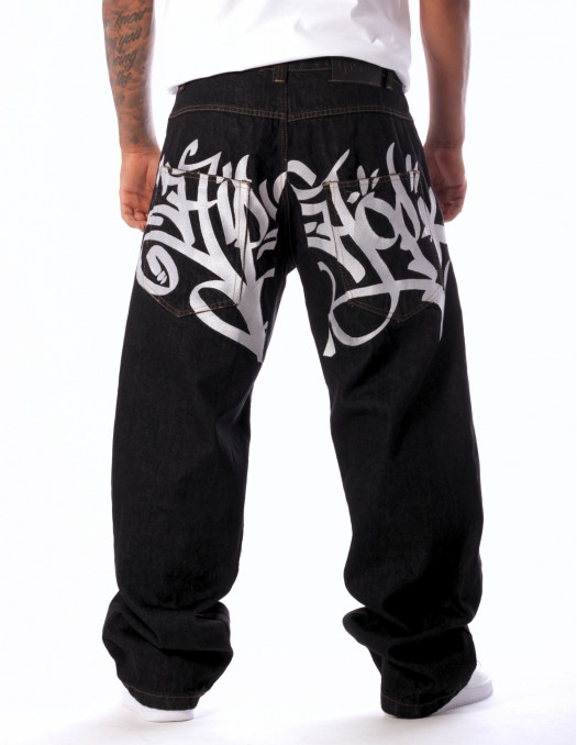 Baggy Hip Hop Jeans Embroidered Black by BSAT *Ultra Limited Edition*