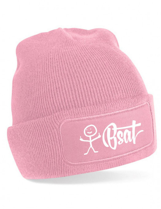 BSAT The Stickman Beanie Pink/White