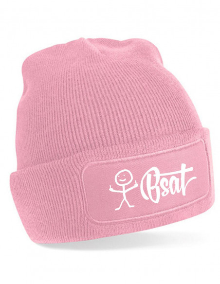 BSAT The Stickman Beanie Pink/White