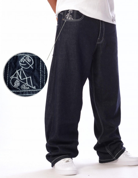 BSAT Stickman The Skater Limited Edition Indigo Blue Baggy Jeans