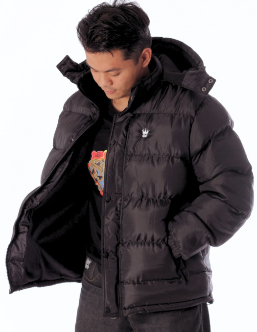 BSAT Puffer Winter Jacket Embroidery Black Removable Hood