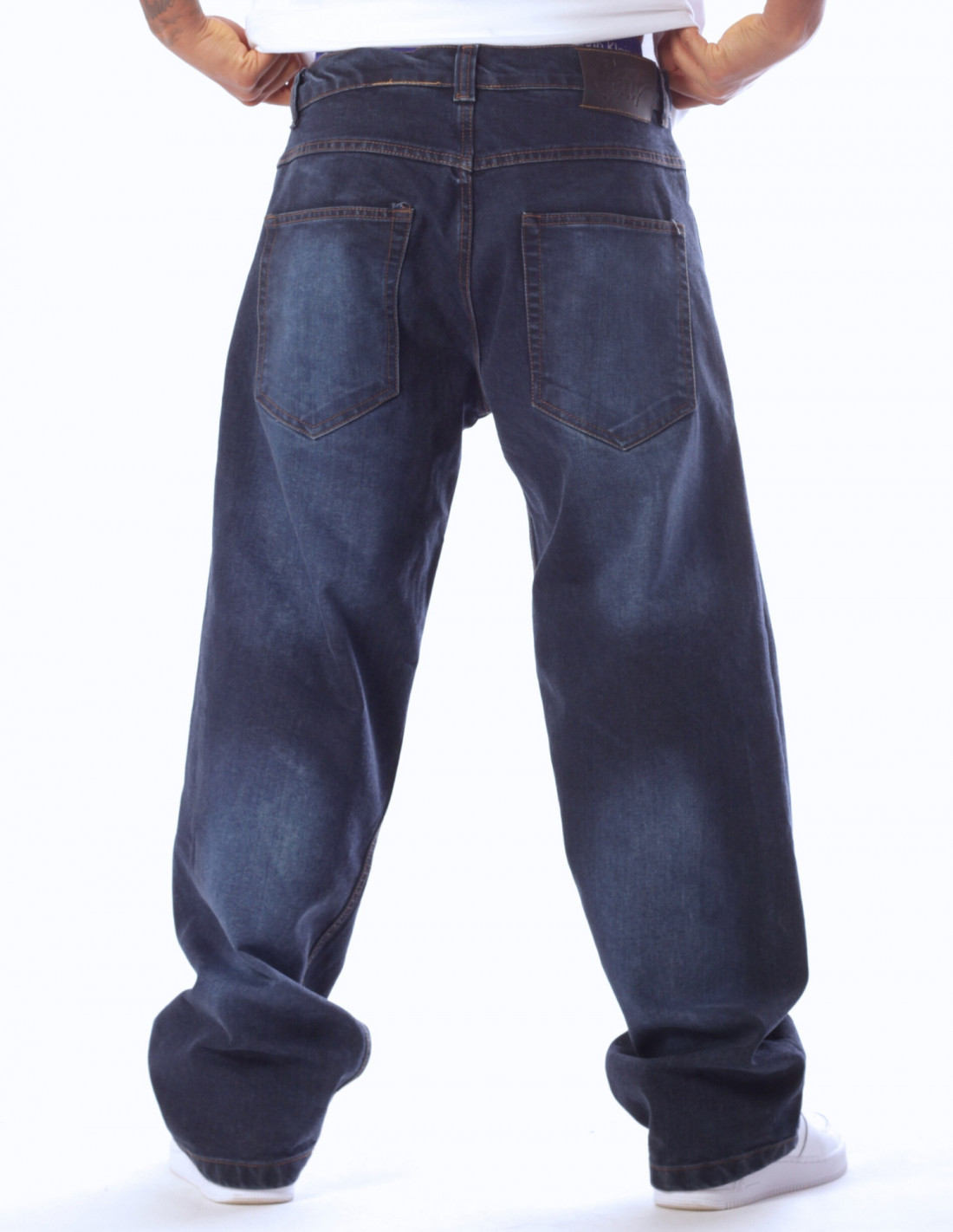 BSAT Bronx Baggy Jeans Medium Blue Spray Washed