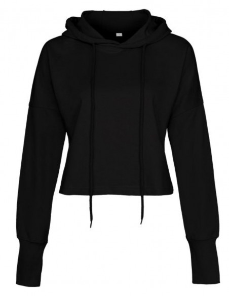 Cropped Loose Fit Hoodie Black