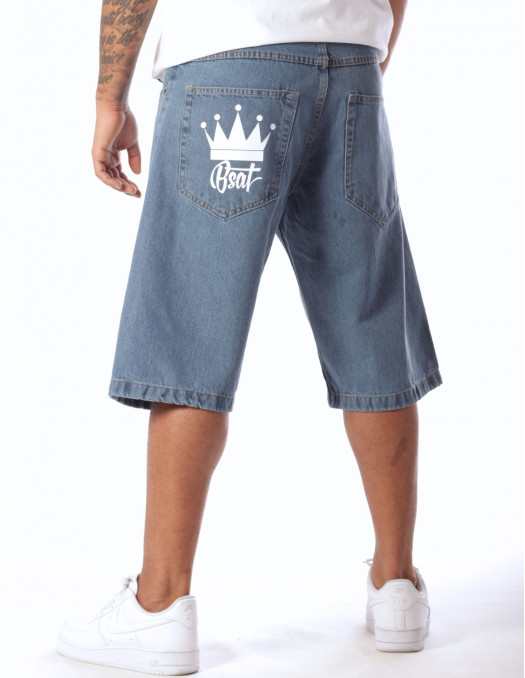 BSAT Baggy Denim Crown Shorts Skyblue