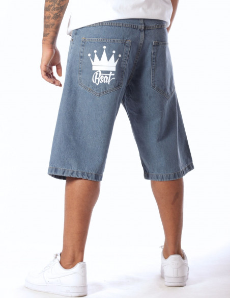 BSAT Baggy Denim Crown Shorts Skyblue