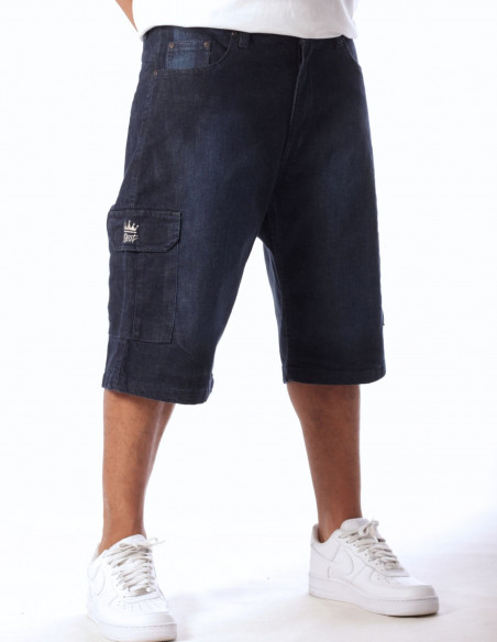 Denim Cargo Shorts Dark Blue Stretch by BSAT