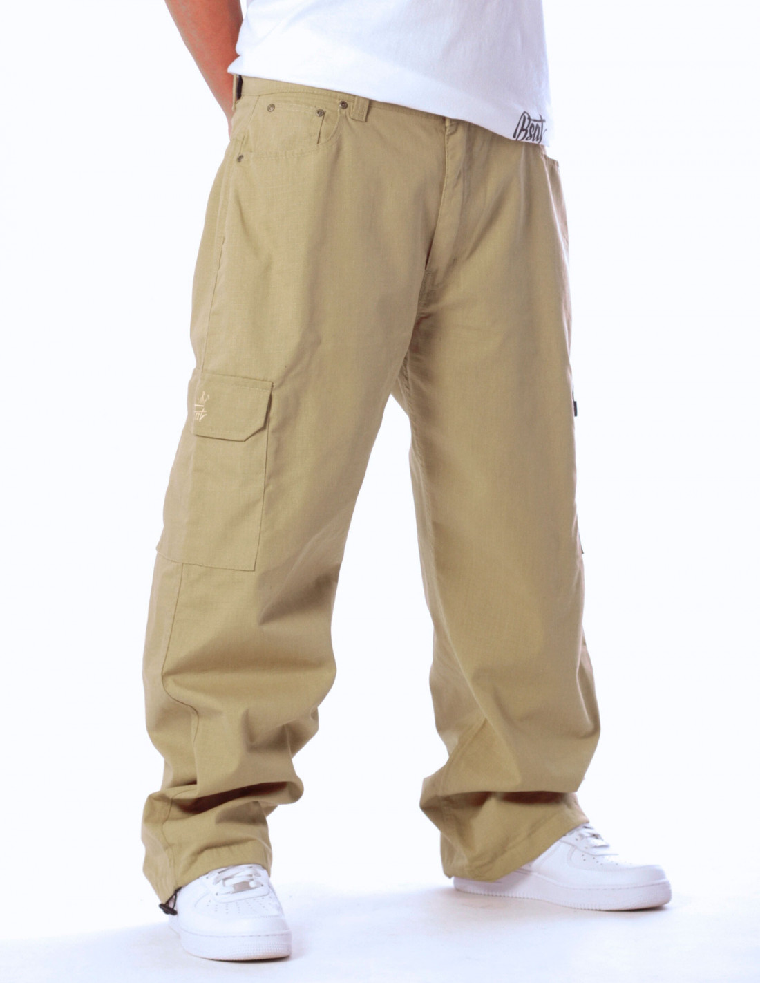 Bsat Combat Cargo Pants Beige Baggy Fit