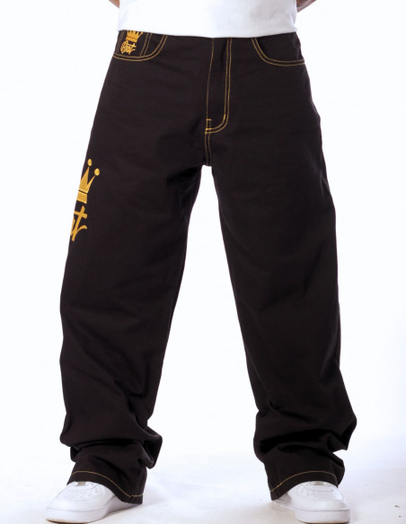 Golden Crown Black Jeans Baggy