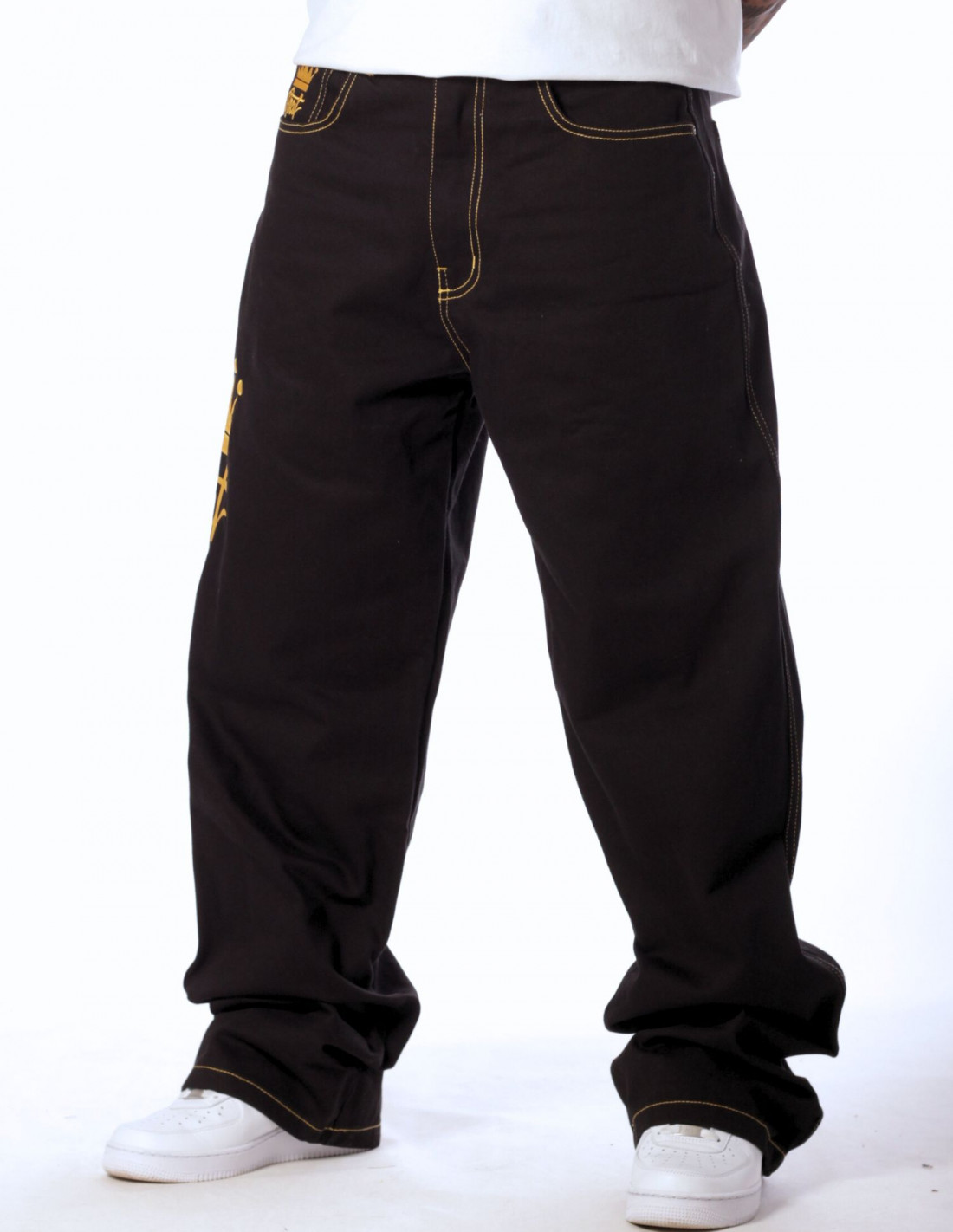 Golden Crown Black Jeans Baggy