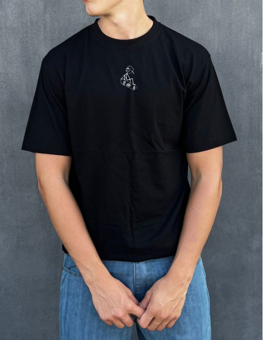 Stickman Skater Tee Baggy Black by BSAT