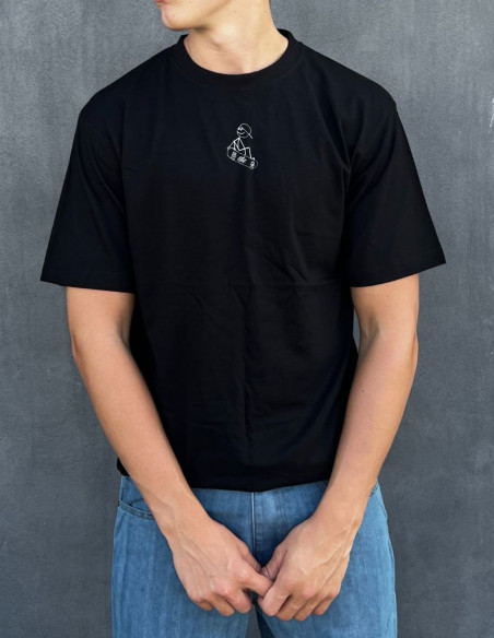 Stickman Skater Tee Baggy Black by BSAT