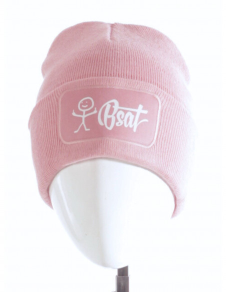 BSAT The Stickman Beanie Pink/White