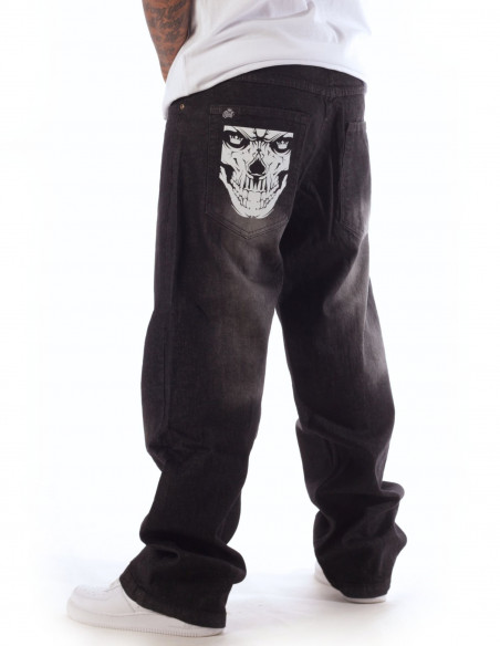 Limited Edition BSAT Skull Black Washed Denim Baggy Jeans