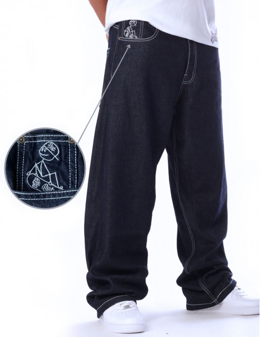 BSAT Stickman The Skater Limited Edition Indigo Blue Baggy Jeans