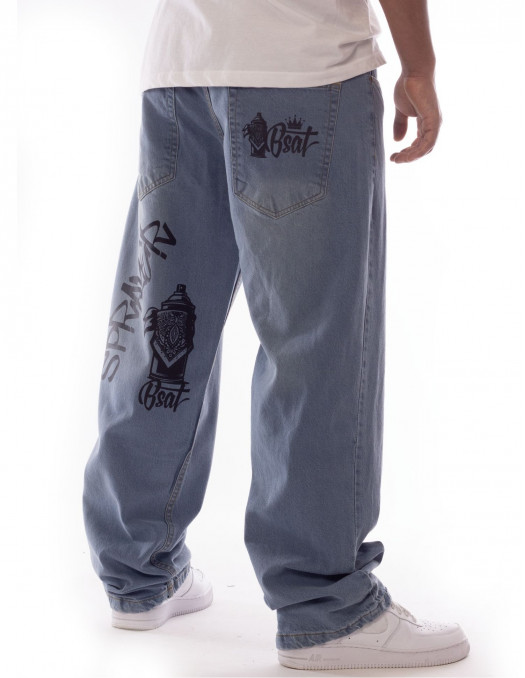 BSAT The Spray Limited Edition Washed Sky Baggy Jeans