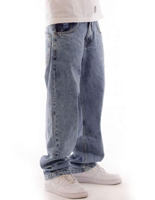 BSAT X-Loose Marble Washed Jeans Ocean Blue